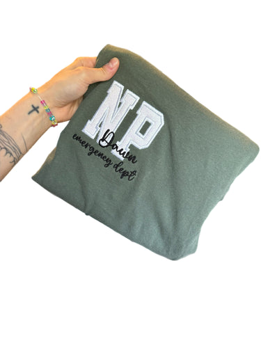 Glitter Title with Name Pocket Tee